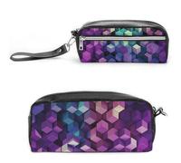 LZQPOEAS Abstract Color Cubes Purple Slim Single Piece Design Makeup Bag Multi-purpose Single Piece Cosmetic Pouch Small Cosmetic Pouch Lightweight Travel Small Cosmetic Bag