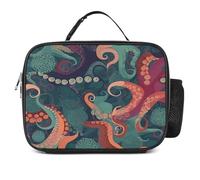 LZQPOEAS Abstract Octopus Lunch Bag Insulated Two Compartments Meal Box Insulated Cooler Tote with Handle for Men Or Women, Keeps Food Cold Or Hot, Meal Prep for Work Picnic Golf