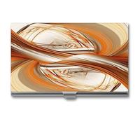 LZQPOEAS Abstract Orange White Lines Business Card Holder Professional Name Cards Holders Metal Slim Portable Cards Case Aluminum Alloy Business Card Organizer for Women Men