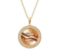 LZQPOEAS Abstract Orange White Lines Necklace Round Coin Pendant Necklaces Charm Round Pendant Initial Necklaces Fashion Jewelry Golden-style