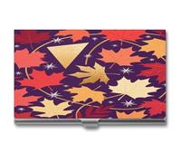 LZQPOEAS Aesthetic Maple Leaf Business Card Holder Case for Men & Women Minimalist Design Ultra Thin Metal Credit Card Holder Professional Aluminum Alloy Flip Cover Slim Name Card Case