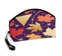 LZQPOEAS Aesthetic Maple Leaf Makeup Bag Large Capacity Cosmetic Bag for Women Portable Toiletry Bags for Skincare Water-resistant Cosmetic Case PU Leather Travel Cosmetic Organizer