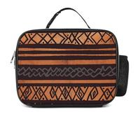 LZQPOEAS African Mud Cloth Tribal Lunch Bag Insulated Two Compartments Meal Box Insulated Cooler Tote with Handle for Men Or Women, Keeps Food Cold Or Hot, Meal Prep for Work Picnic Golf