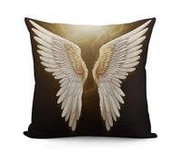 LZQPOEAS Angel Wing Pillow Cover Plush Pillowcase Cute Pillowcase Double-Sided Printed Soft Cushion Case Square Throw Pillow Cover for Home Sofa Bed Decor