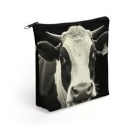 LZQPOEAS Animal Funny Cow Head Black White Makeup Bag Cute Zippered Cosmetic Pouch Travel Toiletry Organizer Waterproof Cosmetic Pouch Portable Toiletry Pouch Gift for Mom Teacher Friends