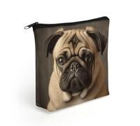 LZQPOEAS Animal Pug Dog Makeup Bag Cute Zippered Cosmetic Pouch Travel Toiletry Organizer Waterproof Cosmetic Pouch Portable Toiletry Pouch Gift for Mom Teacher Friends