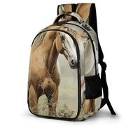 LZQPOEAS Animals Embroidery Paintings Horses Backpack for Travel Double-Layer Design Leak-Proof Lightweight Portable Travel Bag Water Resistant Rucksack For Men Women Bookbag