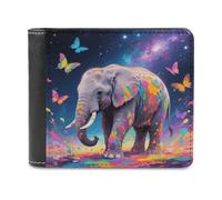 LZQPOEAS Astra Elephant Wallet Extra Capacity Slim Bifold Wallet with Multiple Card Slots Men's Leather Wallets Travel Billfold