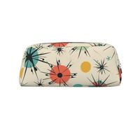 LZQPOEAS Atomic Stars Retro Pattern Pencil Case Leather Pen Bag Travel Makeup Bag Zipper Organizer Bag for Women Men