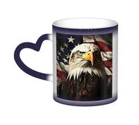 LZQPOEAS Bald Eagle Flag Veterans Coffee Mugs Heat Sensitive Color Changing Mug In The Sky 13 Ounce Ceramic Tea Cup Personalized Drinking Cup Novelty Coffee Cup Gifts for Men Women