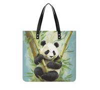 LZQPOEAS Bamboo with Panda Tote Bag with Magnetic Buckle Reusable Grocery Bags Lightweight Cross Body Handbag for Daily Essentials