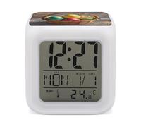 LZQPOEAS Basket and Easter Eggs Alarm Clock Desk Clock with 7 Color Changing Night Light Digital Clocks with Temperature Display Sleep Training and Sound Machine for Heavy Sleeper