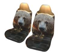 LZQPOEAS Bear Crossing The River Car Seat Covers Set 2 Pieces Universal Seat Covers for Cars Front Seats Protector Elastic Bucket Auto Seat Cushion Covers Funny Car Interior Covers