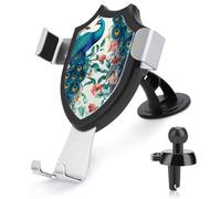 LZQPOEAS Beautiful Peacock Flowers Car Phone Mount Universal Cell Phone Holder for Dashboard Windshield Air Vent, Rotatable Adjustable Automobile Cradle, Compatible with All 4-6 Inch Smartphone
