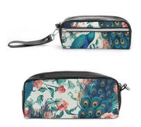 LZQPOEAS Beautiful Peacock Flowers Slim Single Piece Design Makeup Bag Multi-purpose Single Piece Cosmetic Pouch Small Cosmetic Pouch Lightweight Travel Small Cosmetic Bag