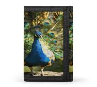LZQPOEAS Beautiful Peacock with Colorful Feathers Wallet Slim Compact Stylish Trifold Wallet for Men Women Minimalist Front Pocket Travel Divided Billfold
