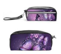 LZQPOEAS Beautiful Purple Butterfly Art Slim Single Piece Design Makeup Bag Multi-purpose Single Piece Cosmetic Pouch Small Cosmetic Pouch Lightweight Travel Small Cosmetic Bag