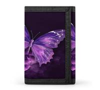 LZQPOEAS Beautiful Purple Butterfly Floral Trifold Wallet for Men Slim Minimalist Front Pocket Modern Fashion Wallet Extra Capacity Credit Card Holder Cards Purse