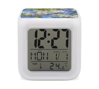 LZQPOEAS Beautiful Spring Cherry Blossoms Alarm Clock Desk Clock with 7 Color Changing Night Light Digital Clocks with Temperature Display Sleep Training and Sound Machine for Heavy Sleeper
