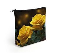 LZQPOEAS Beautiful Yellow Roses Makeup Bag Cute Zippered Cosmetic Pouch Travel Toiletry Organizer Waterproof Cosmetic Pouch Portable Toiletry Pouch Gift for Mom Teacher Friends