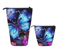 LZQPOEAS Beauty butterfly Pencil Case Telescopic Pen Pouch Standing Pencil Bag Pop Up Pencil Holder With Zipper Travel Coin Pouch Purse Portable Makeup Bag for Office Holiday Gift
