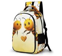 LZQPOEAS Bee Love Honey Backpack for Travel Double-Layer Design Leak-Proof Lightweight Portable Travel Bag Water Resistant Rucksack For Men Women Bookbag
