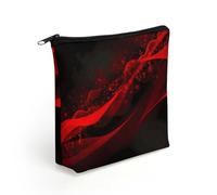 LZQPOEAS Black And Red Background Makeup Bag Cute Zippered Cosmetic Pouch Travel Toiletry Organizer Waterproof Cosmetic Pouch Portable Toiletry Pouch Gift for Mom Teacher Friends