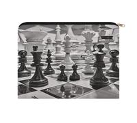 LZQPOEAS Black And White Chess Makeup Bag Large Capacity Cosmetic Bag for Women Multi-Function Small Zipper Pouch Portable Travel Toiletry Bags Personalized Makeup Bags for Purse