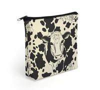 LZQPOEAS Black And White Cowm Makeup Bag Cute Zippered Cosmetic Pouch Travel Toiletry Organizer Waterproof Cosmetic Pouch Portable Toiletry Pouch Gift for Mom Teacher Friends