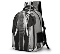 LZQPOEAS Black And White Elephant Backpack for Travel Double-Layer Design Leak-Proof Lightweight Portable Travel Bag Water Resistant Rucksack For Men Women Bookbag