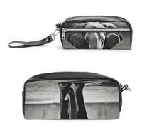 LZQPOEAS Black And White Elephant Slim Single Piece Design Makeup Bag Multi-purpose Single Piece Cosmetic Pouch Small Cosmetic Pouch Lightweight Travel Small Cosmetic Bag