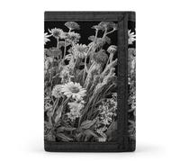 LZQPOEAS Black And White Flowers Wallet Slim Compact Stylish Trifold Wallet for Men Women Minimalist Front Pocket Travel Divided Billfold