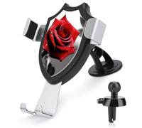 LZQPOEAS Black and White Red Rose Car Phone Mount Universal Cell Phone Holder for Dashboard Windshield Air Vent, Rotatable Adjustable Automobile Cradle, Compatible with All 4-6 Inch Smartphone