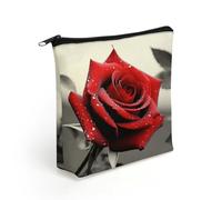 LZQPOEAS Black And White Red Rose Makeup Bag Cute Zippered Cosmetic Pouch Travel Toiletry Organizer Waterproof Cosmetic Pouch Portable Toiletry Pouch Gift for Mom Teacher Friends