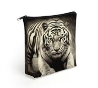 LZQPOEAS Black And White Tiger Makeup Bag Cute Zippered Cosmetic Pouch Travel Toiletry Organizer Waterproof Cosmetic Pouch Portable Toiletry Pouch Gift for Mom Teacher Friends