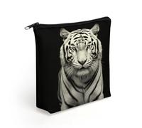 LZQPOEAS Black And White Tiger1 Makeup Bag Cute Zippered Cosmetic Pouch Travel Toiletry Organizer Waterproof Cosmetic Pouch Portable Toiletry Pouch Gift for Mom Teacher Friends