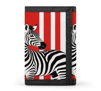 LZQPOEAS Black And White Zebra And National Flag Wallet Slim Compact Stylish Trifold Wallet for Men Women Minimalist Front Pocket Travel Divided Billfold