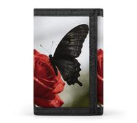 LZQPOEAS Black Butterfly Wallet Slim Compact Stylish Trifold Wallet for Men Women Minimalist Front Pocket Travel Divided Billfold