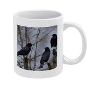 LZQPOEAS Black Crow Birds White Mug Ceramic Coffee Mug 20oz Classic Ceramic Cup for Coffee Tea Latte Cappuccino, Microwave Dishwasher SafeSmooth Surface Mug for Home Office Kitchen