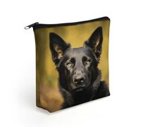 LZQPOEAS Black German Shepherd Dog Makeup Bag Cute Zippered Cosmetic Pouch Travel Toiletry Organizer Waterproof Cosmetic Pouch Portable Toiletry Pouch Gift for Mom Teacher Friends