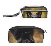 LZQPOEAS Black German Shepherd Dog Slim Single Piece Design Makeup Bag Multi-purpose Single Piece Cosmetic Pouch Small Cosmetic Pouch Lightweight Travel Small Cosmetic Bag