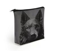LZQPOEAS Black German Shepherd Makeup Bag Cute Zippered Cosmetic Pouch Travel Toiletry Organizer Waterproof Cosmetic Pouch Portable Toiletry Pouch Gift for Mom Teacher Friends