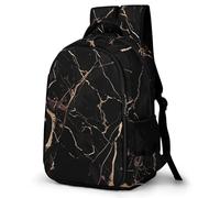 LZQPOEAS Black Gold Marble Backpack for Travel Double-Layer Design Leak-Proof Lightweight Portable Travel Bag Water Resistant Rucksack For Men Women Bookbag