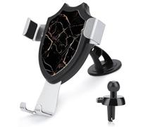 LZQPOEAS Black Gold Marble Car Phone Mount Universal Cell Phone Holder for Dashboard Windshield Air Vent, Rotatable Adjustable Automobile Cradle, Compatible with All 4-6 Inch Smartphone