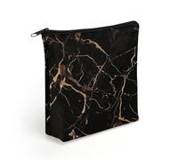 LZQPOEAS Black Gold Marble Makeup Bag Cute Zippered Cosmetic Pouch Travel Toiletry Organizer Waterproof Cosmetic Pouch Portable Toiletry Pouch Gift for Mom Teacher Friends