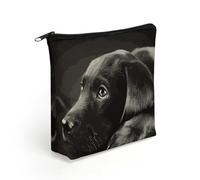 LZQPOEAS Black Labrador Puppy Makeup Bag Cute Zippered Cosmetic Pouch Travel Toiletry Organizer Waterproof Cosmetic Pouch Portable Toiletry Pouch Gift for Mom Teacher Friends