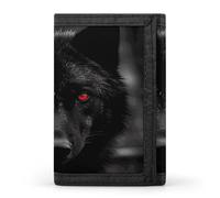 LZQPOEAS Black Red Eyed Wolf Wallet Ultra Slim Minimalist Trifold Wallet Men Wallets Credit Card Holder Sl illfold