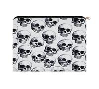 LZQPOEAS Black Skull Pattern on White Background Makeup Bag Large Capacity Cosmetic Bag for Women Multi-Function Small Zipper Pouch Portable Travel Toiletry Bags Personalized Makeup Bags for Purse