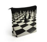 LZQPOEAS Black White Chess Checkerboard Makeup Bag Cute Zippered Cosmetic Pouch Travel Toiletry Organizer Waterproof Cosmetic Pouch Portable Toiletry Pouch Gift for Mom Teacher Friends