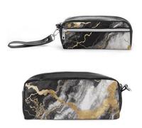 LZQPOEAS Black White Gold Foil Marble Slim Single Piece Design Makeup Bag Multi-purpose Single Piece Cosmetic Pouch Small Cosmetic Pouch Lightweight Travel Small Cosmetic Bag